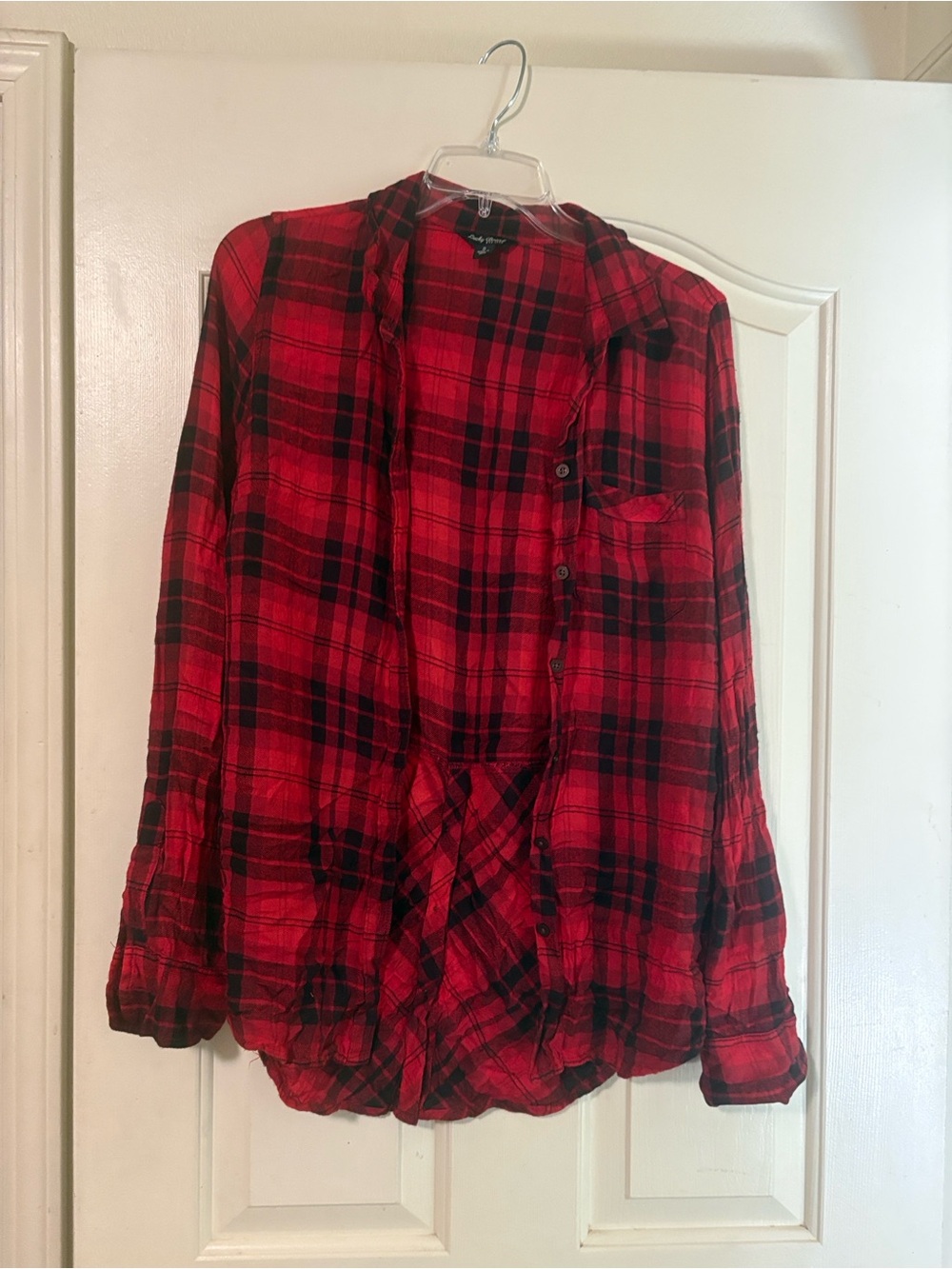 Red Plaid women’s lucky Button-Up Shirt